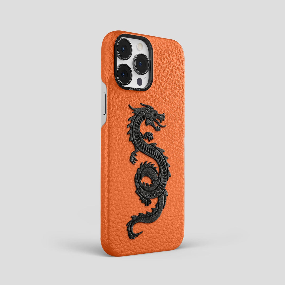 Orange iPhone 13 Pro Max Classic Case Calf with Black Metal -2 | Orange-Black