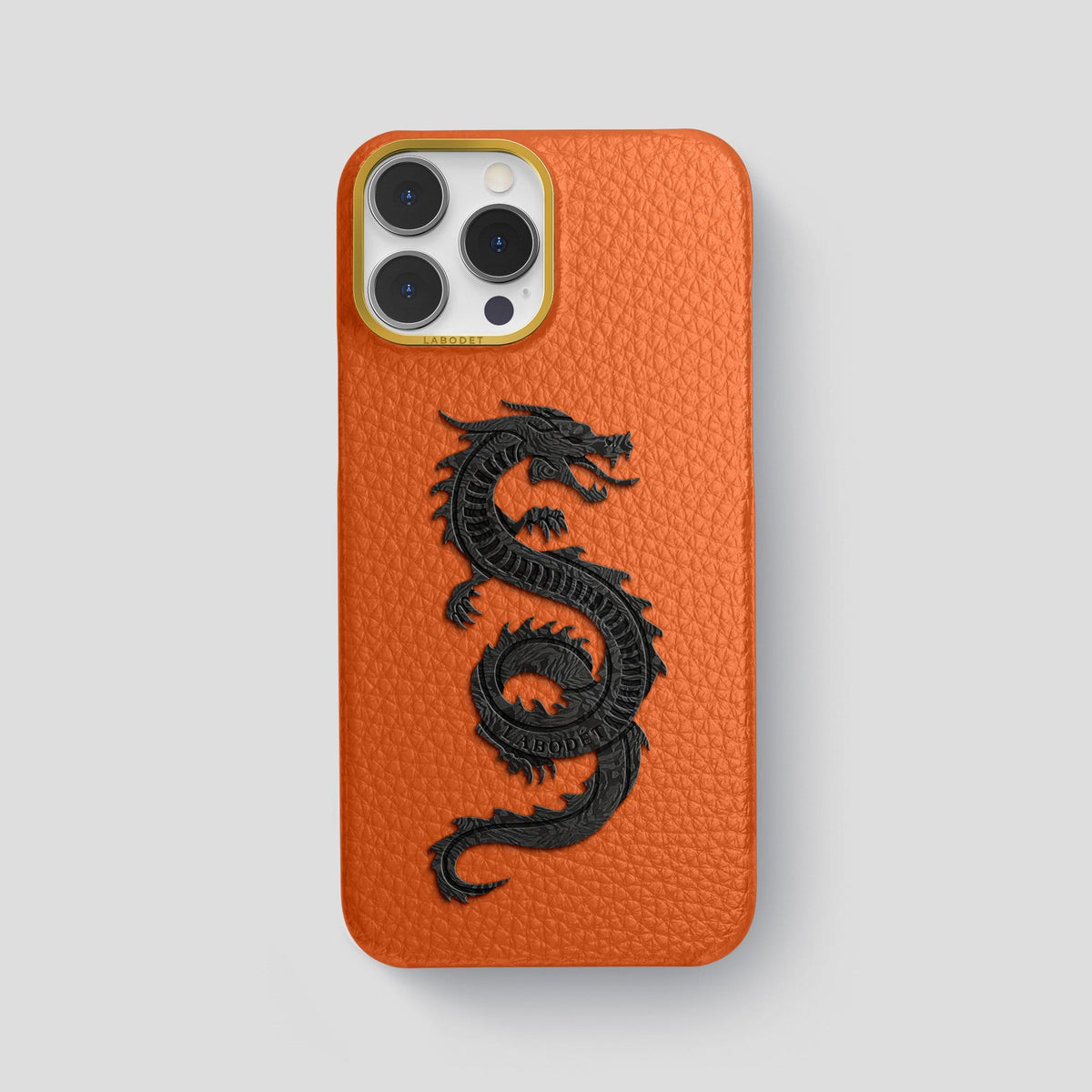 Orange iPhone 13 Pro Max Classic Case Calf with Gold Metal -1 | Orange-Gold