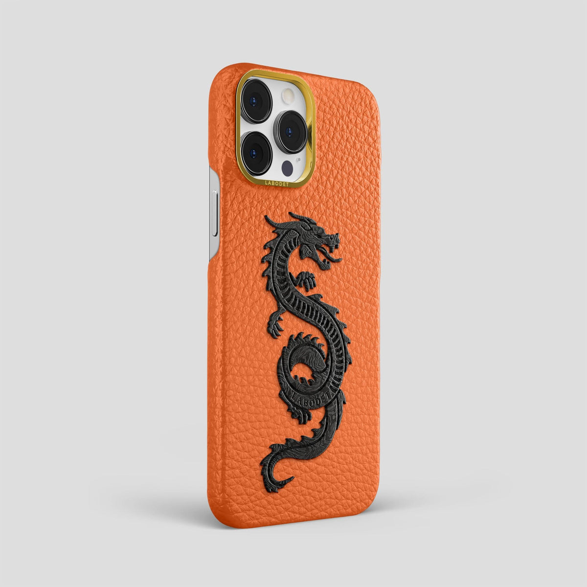 Orange iPhone 13 Pro Max Classic Case Calf with Gold Metal -2 | Orange-Gold