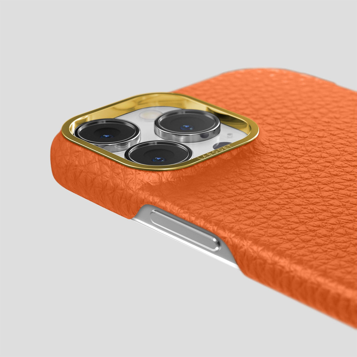 Orange iPhone 13 Pro Max Classic Case Calf with Gold Metal -6 | Orange-Gold
