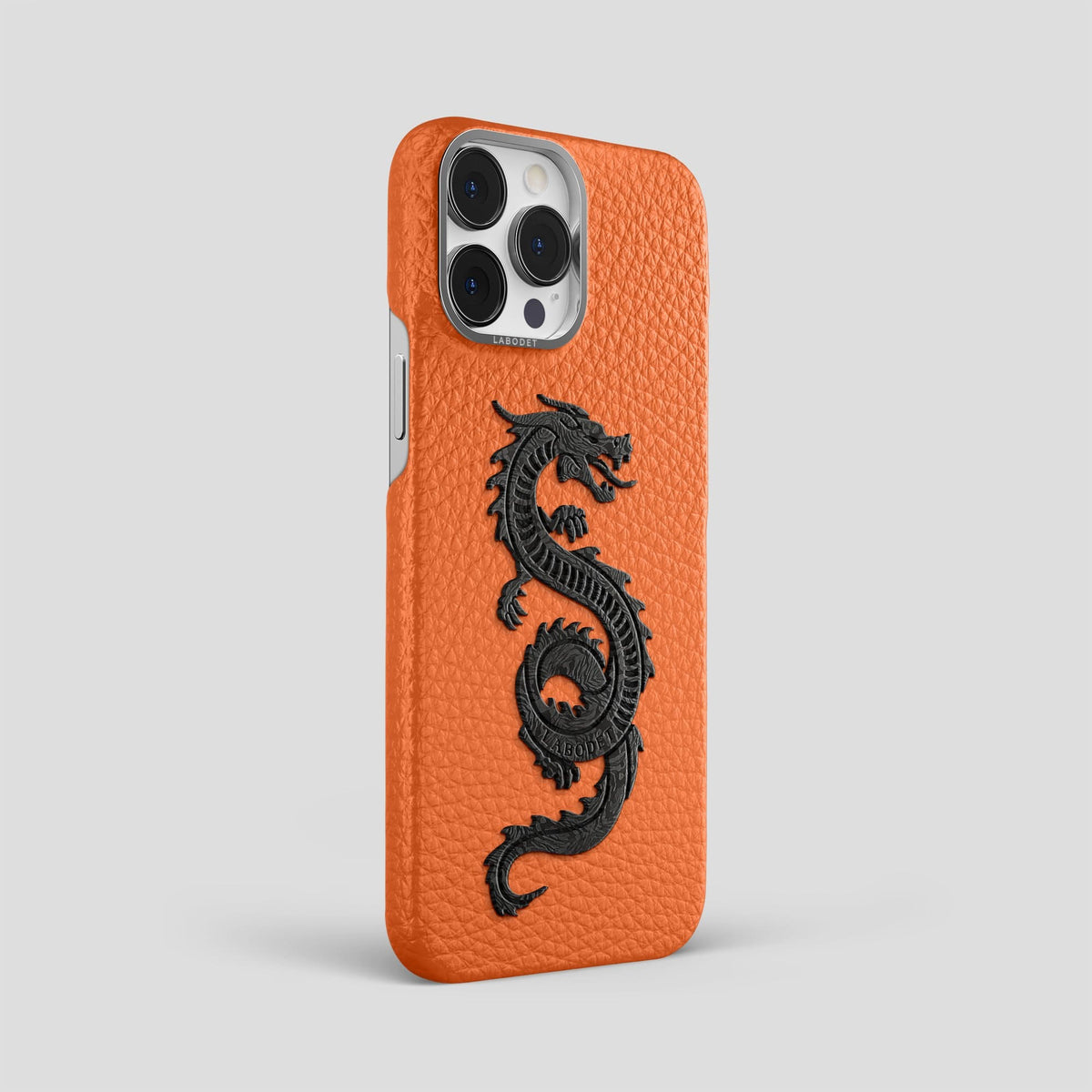 Orange iPhone 13 Pro Max Classic Case Calf with Steel Metal -2 | Orange-Steel