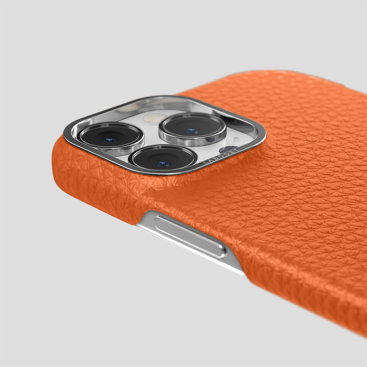 Orange iPhone 13 Pro Max Classic Case Calf with Steel Metal -6 | Orange-Steel