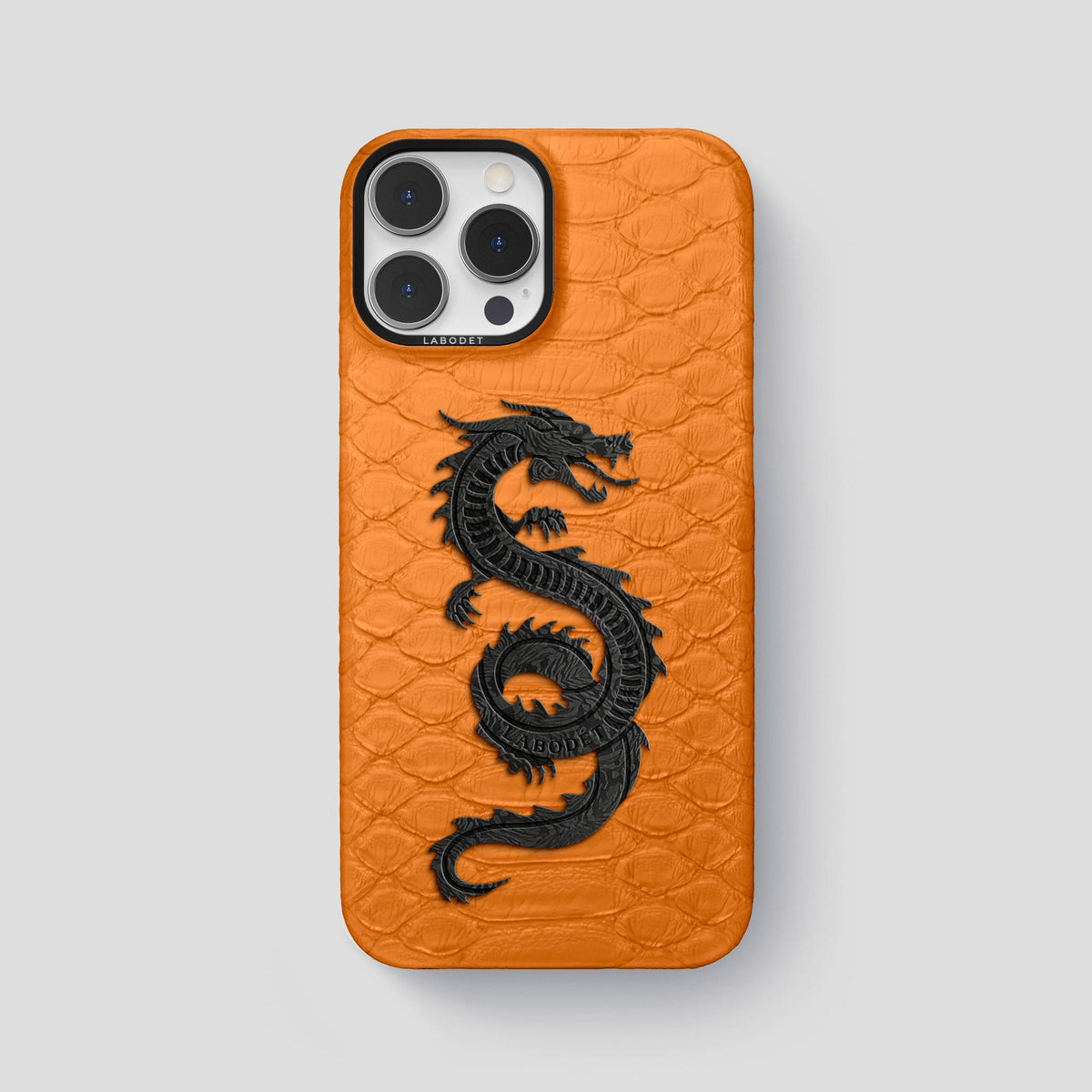 Orange iPhone 13 Pro Max Classic Case Python with Black Metal -1 | Orange-Black