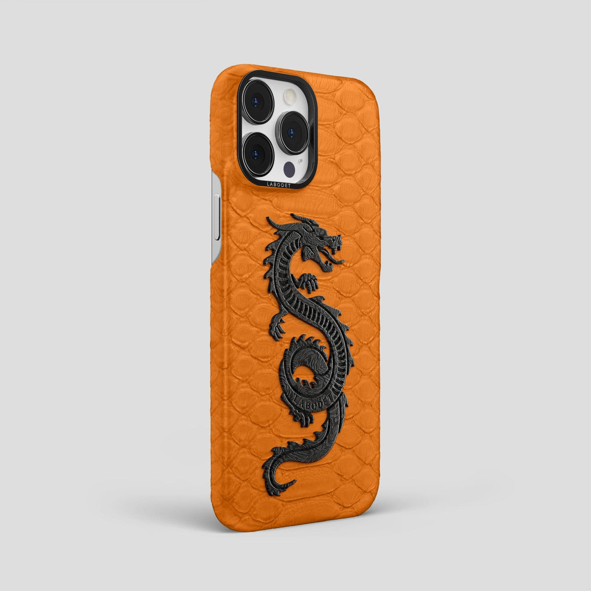 Orange iPhone 13 Pro Max Classic Case Python with Black Metal -2 | Orange-Black