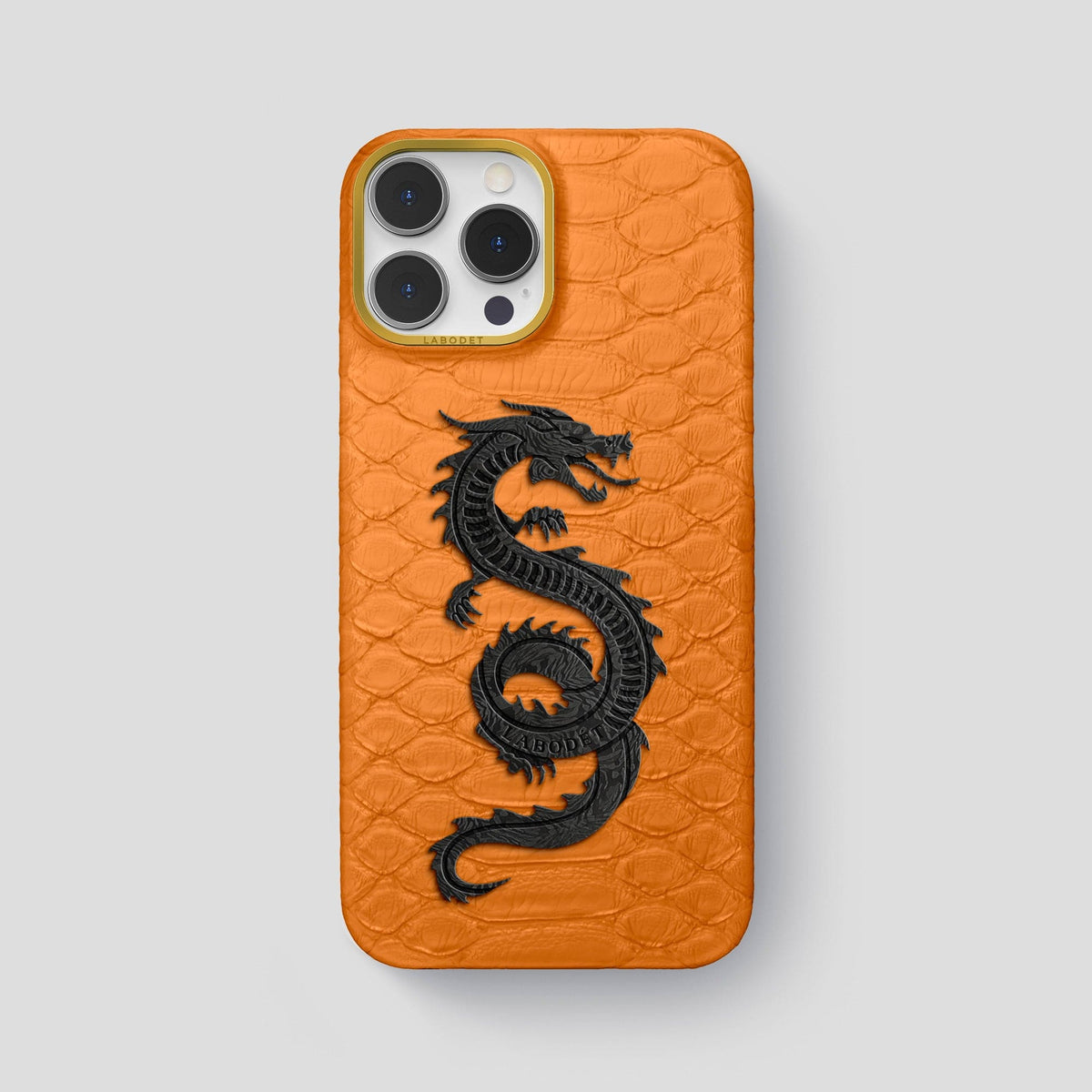 Orange iPhone 13 Pro Max Classic Case Python with Gold Metal -1 | Orange-Gold