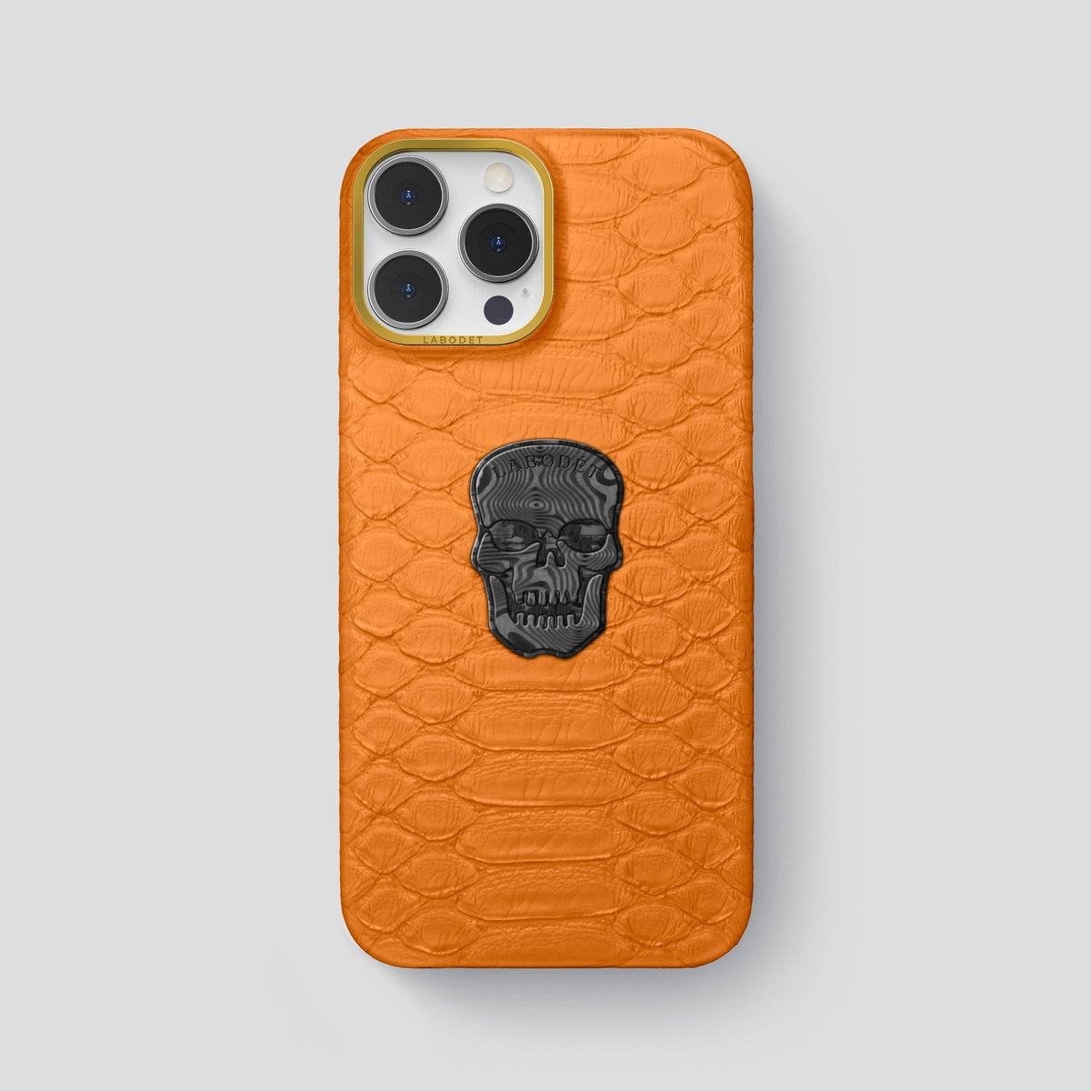 Orange iPhone 13 Pro Max Classic Case Python with Gold Metal -1 | Orange-Gold