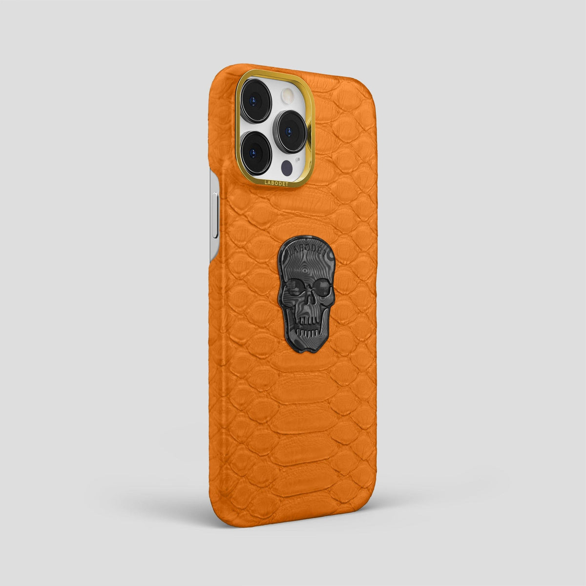Orange iPhone 13 Pro Max Classic Case Python with Gold Metal -2 | Orange-Gold