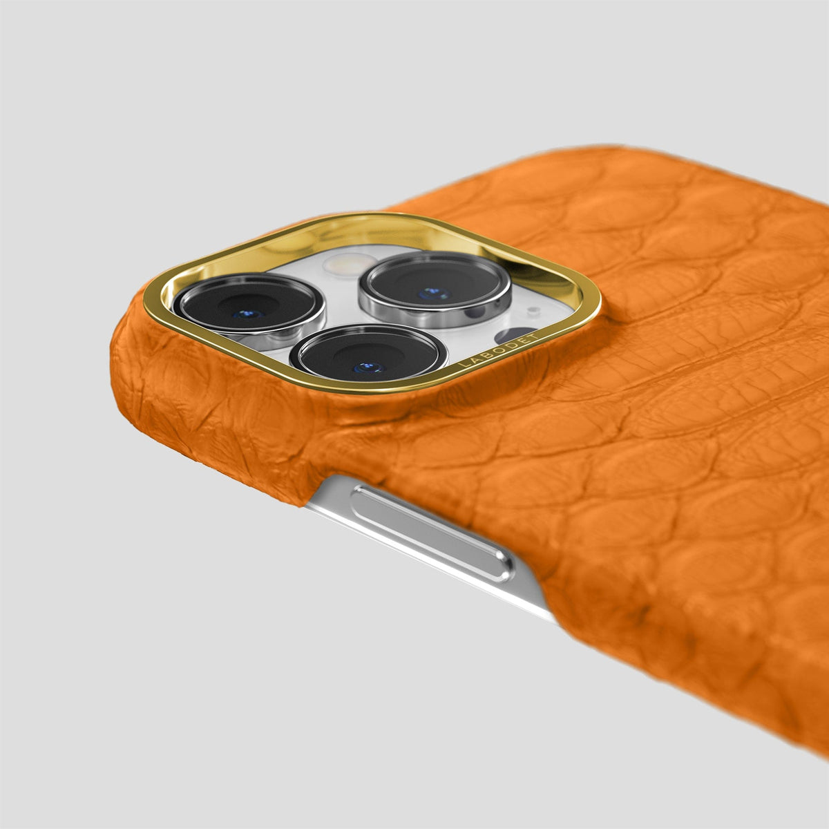 Orange iPhone 13 Pro Max Classic Case Python with Gold Metal -6 | Orange-Gold