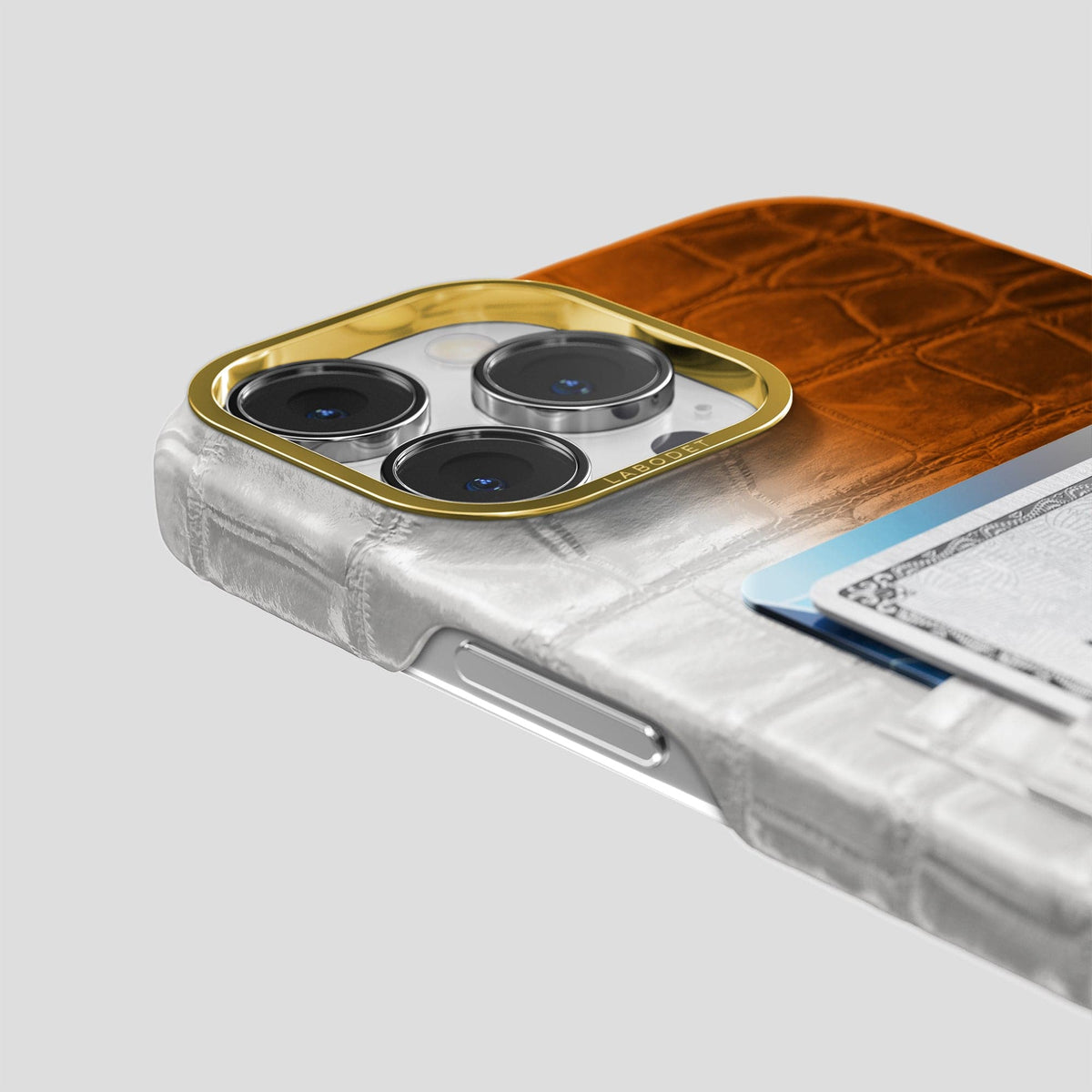 Orange iPhone 13 Pro Max Himalaya Card Case with Gold Metal -5 | Orange-Gold