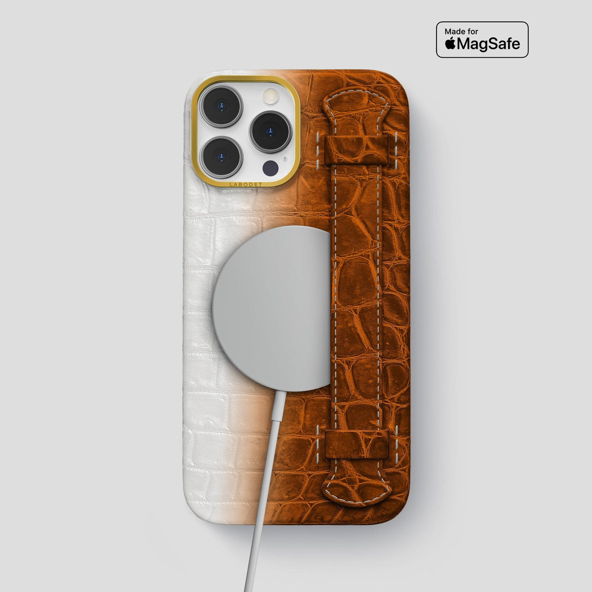 Orange iPhone 13 Pro Max Himalaya Strap Case with Gold Metal -5 | Orange-Gold