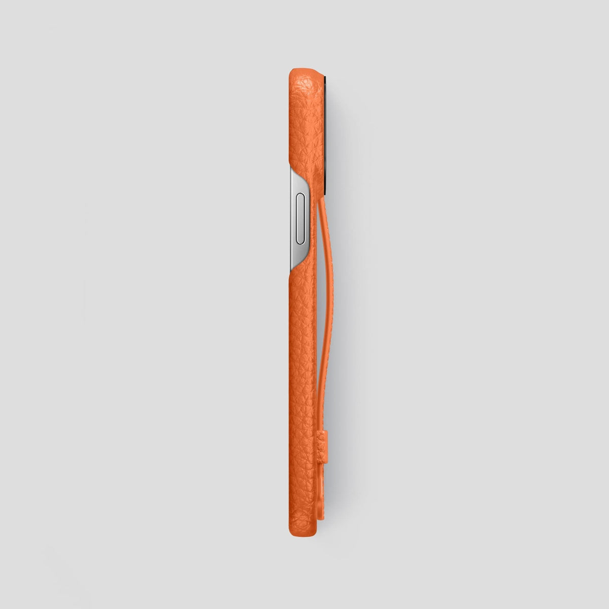 Orange iPhone 13 Pro Max Strap Case Calf with Black Metal -3 | Orange-Black
