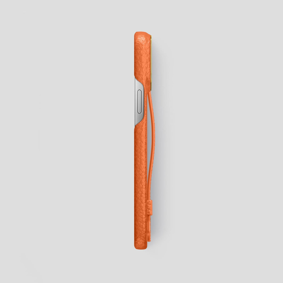 Orange iPhone 13 Pro Max Strap Case Calf with Gold Metal -3 | Orange-Gold