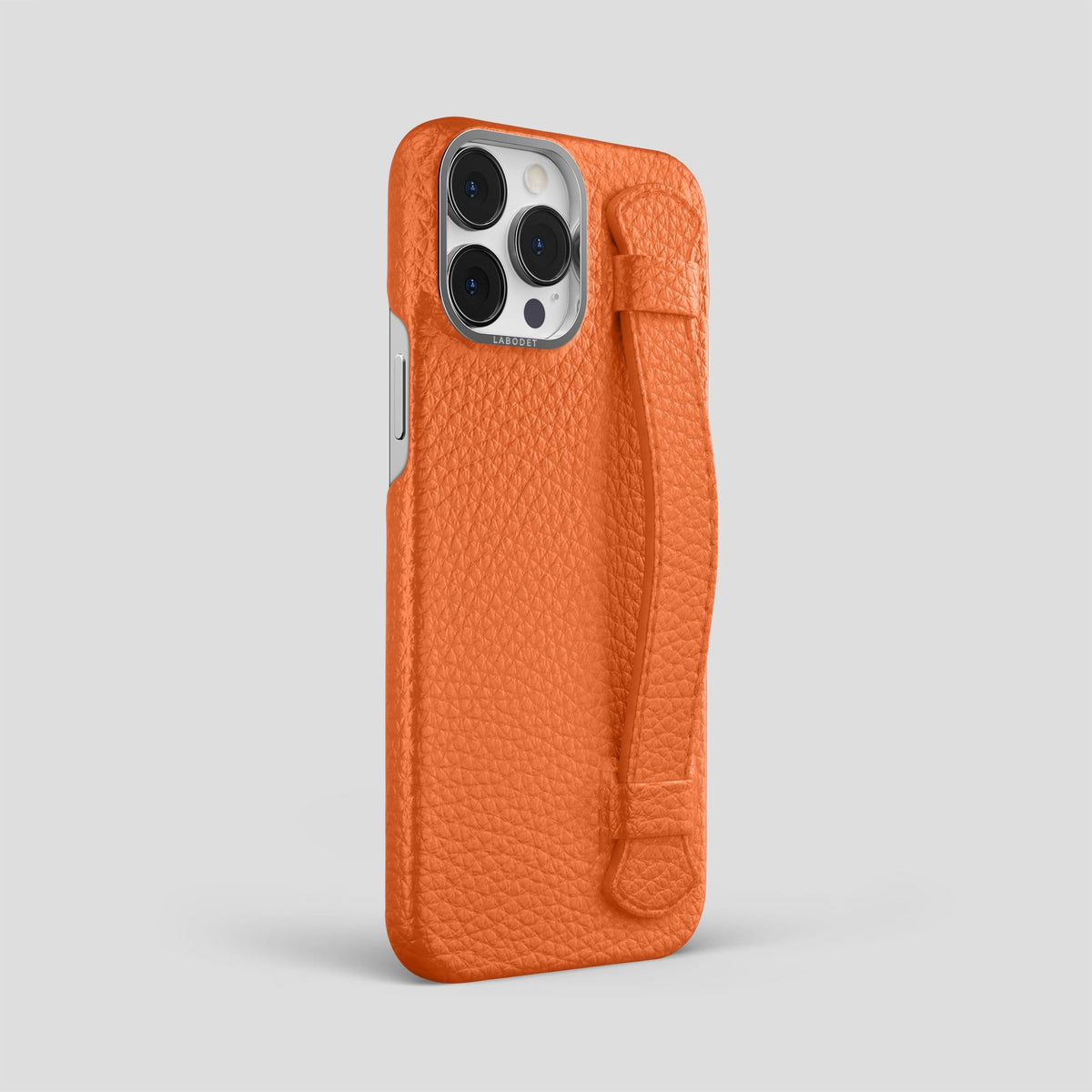 Orange iPhone 13 Pro Max Strap Case Calf with Steel Metal -2 | Orange-Steel