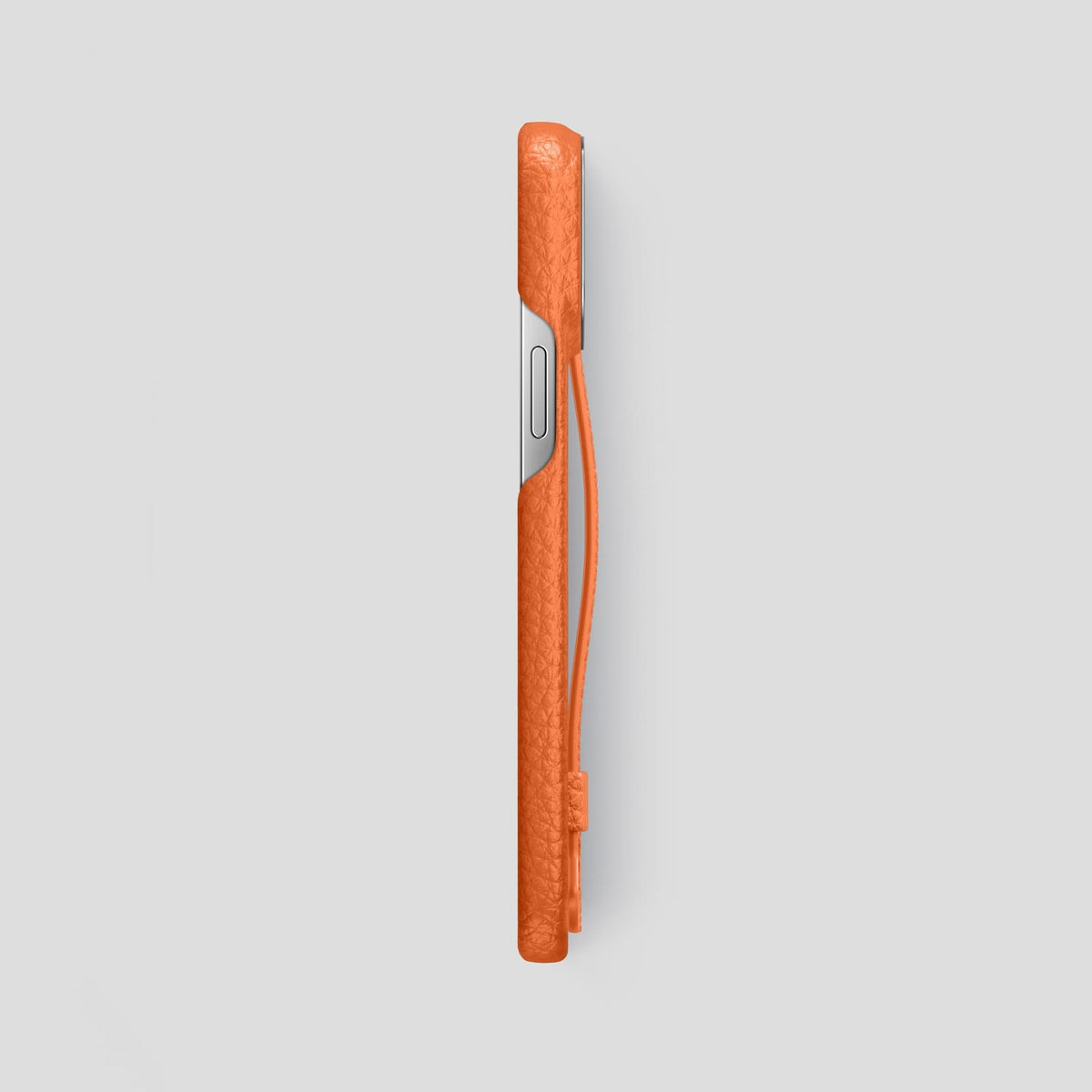 Orange iPhone 13 Pro Max Strap Case Calf with Steel Metal -3 | Orange-Steel