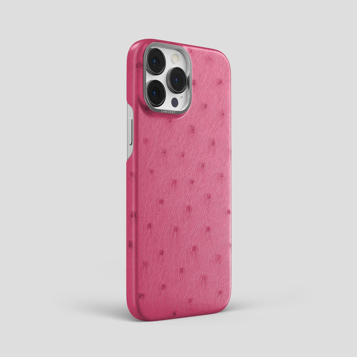 Petal Pink iPhone 13 Pro Max Classic Case Ostrich with Steel Metal -2 | Petal-Pink-Steel