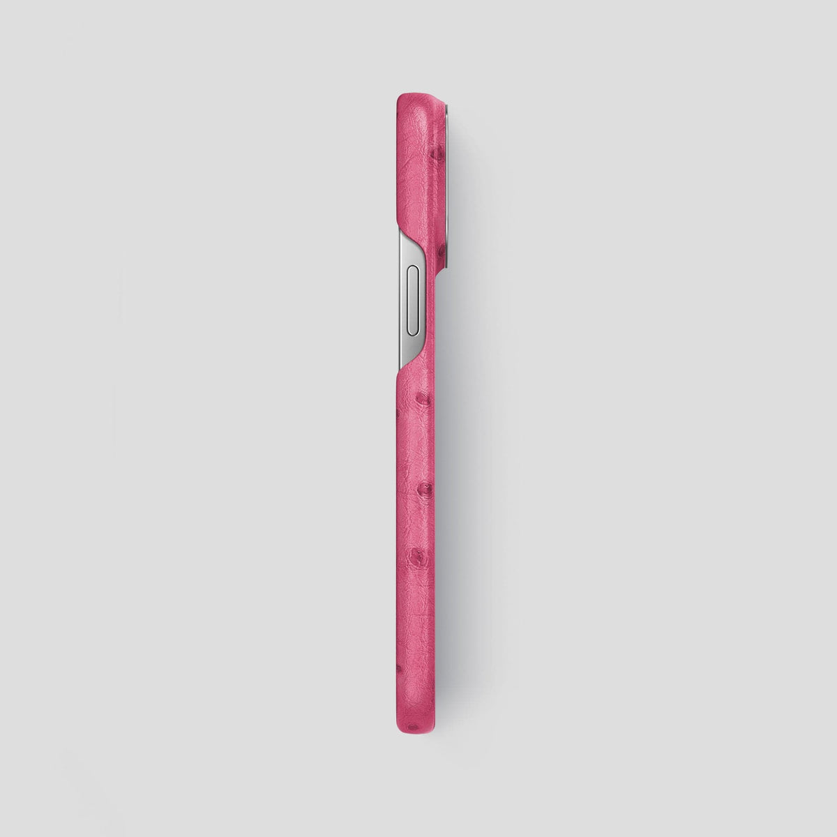 Petal Pink iPhone 13 Pro Max Classic Case Ostrich with Steel Metal -3 | Petal-Pink-Steel