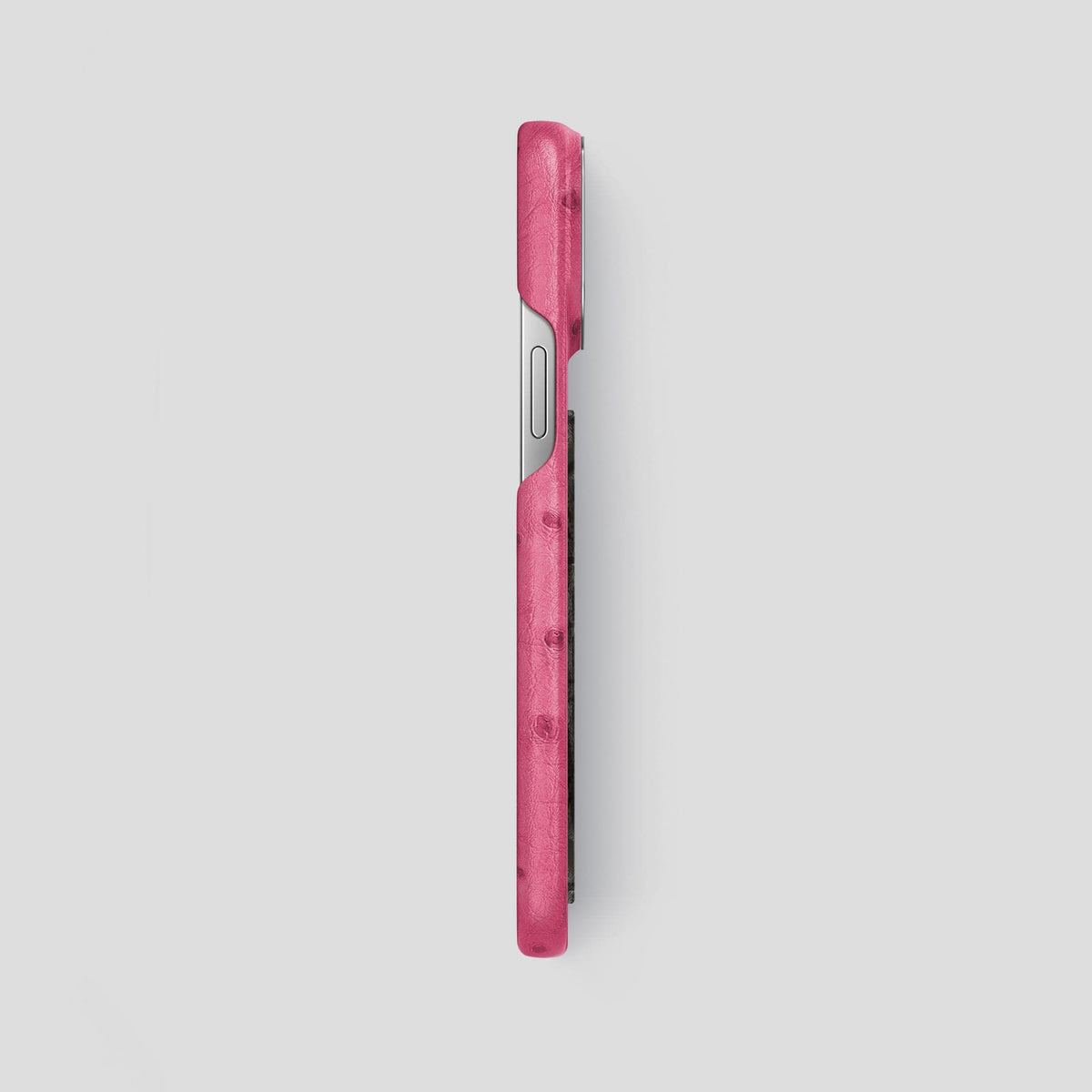 Petal Pink iPhone 13 Pro Max Classic Case Ostrich with Steel Metal -3 | Petal-Pink-Steel