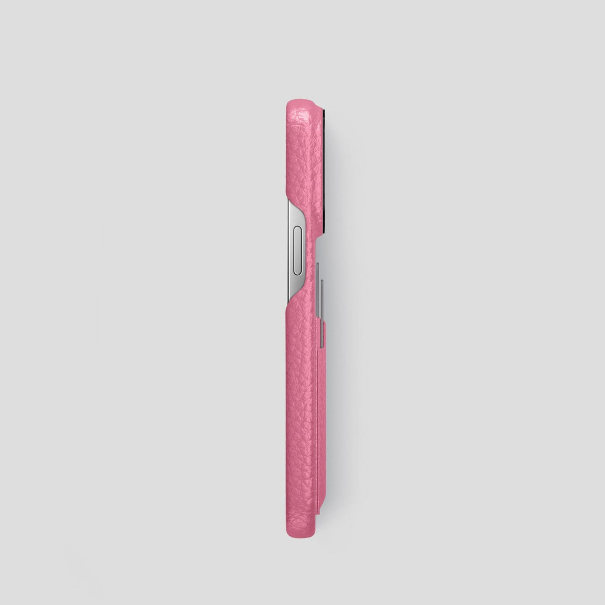 Pink iPhone 13 Pro Card Case Calf with Black Metal -3 | Pink-Black