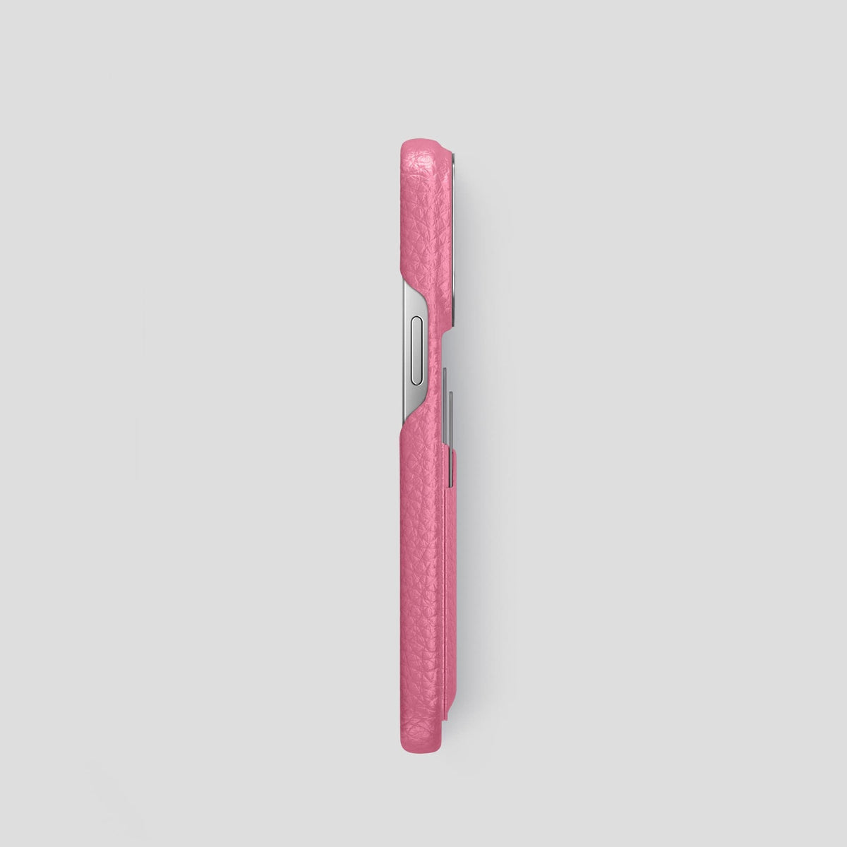 Pink iPhone 13 Pro Card Case Calf with Steel Metal -3 | Pink-Steel