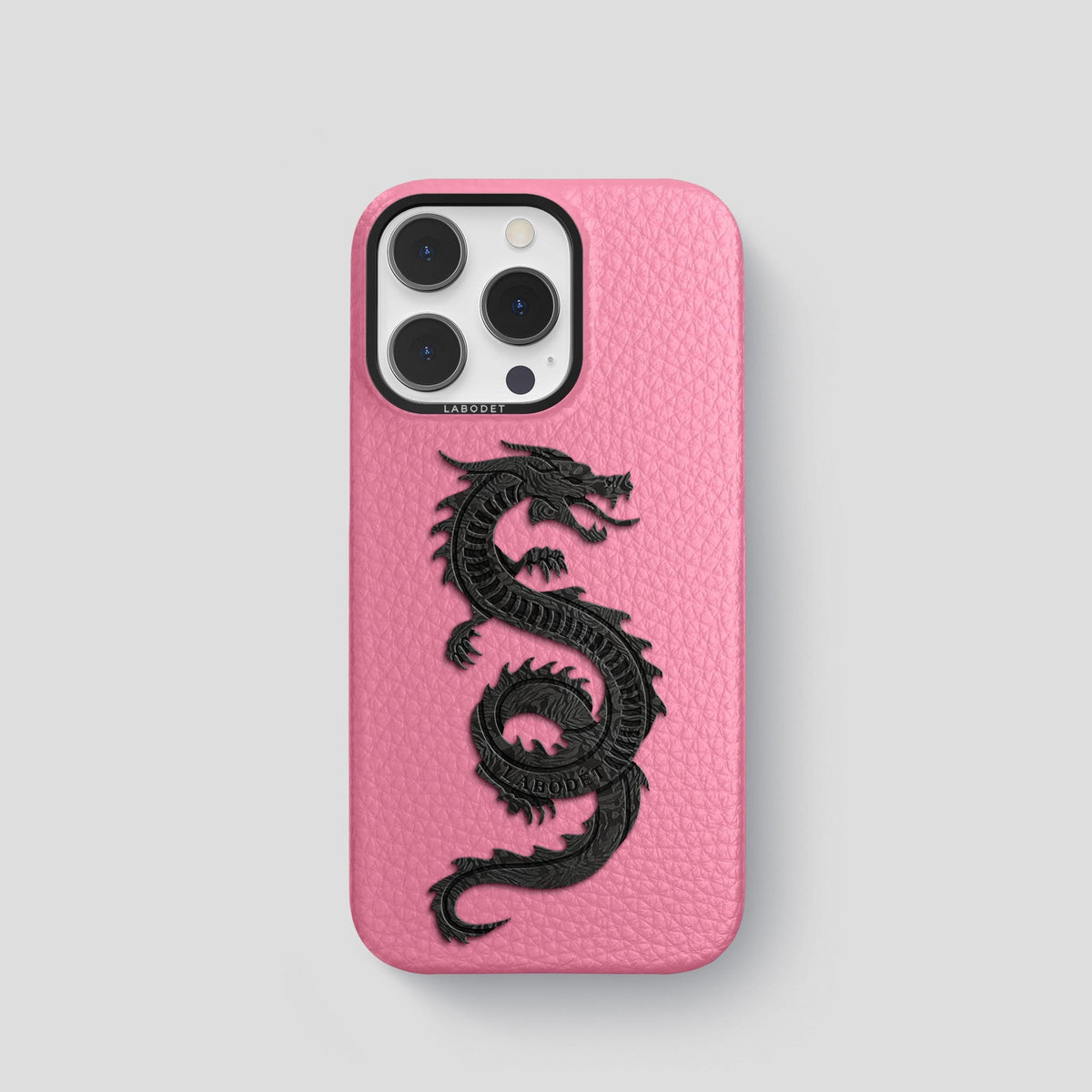 Pink iPhone 13 Pro Classic Case Calf with Black Metal -1 | Pink-Black