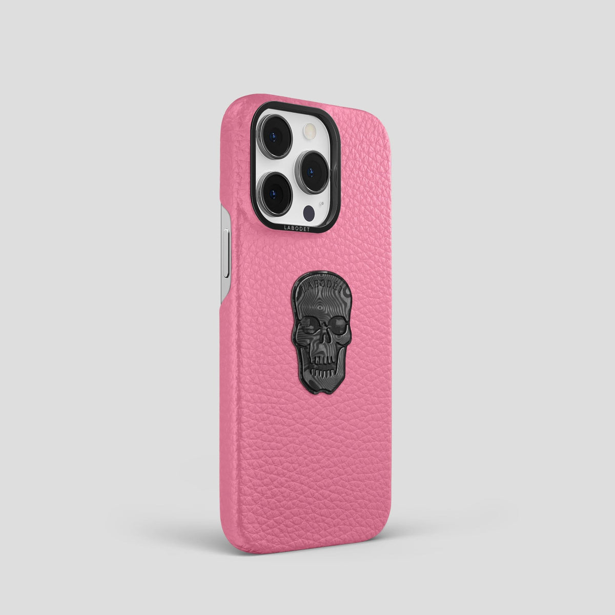 Pink iPhone 13 Pro Classic Case Calf with Black Metal -2 | Pink-Black
