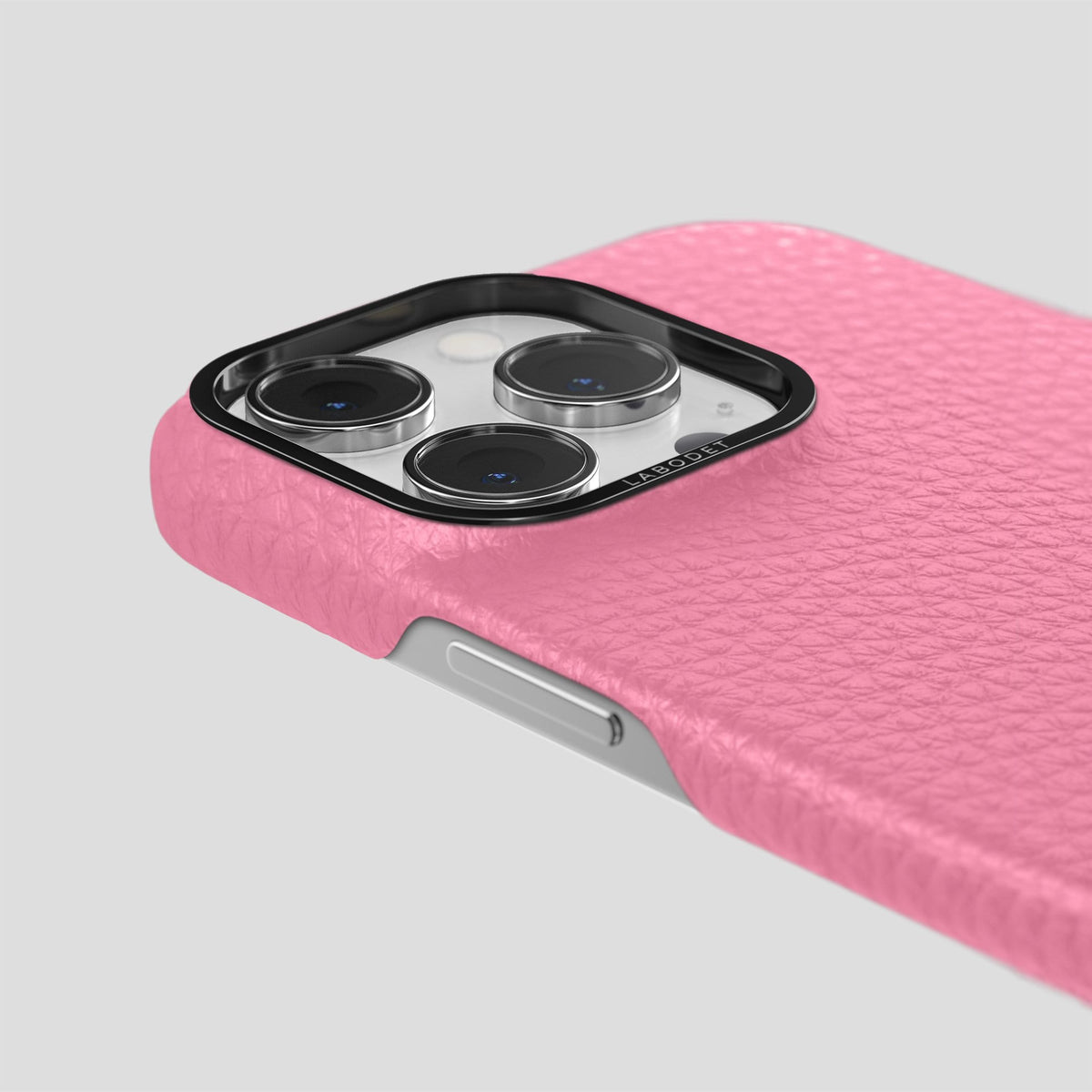 Pink iPhone 13 Pro Classic Case Calf with Black Metal -6 | Pink-Black