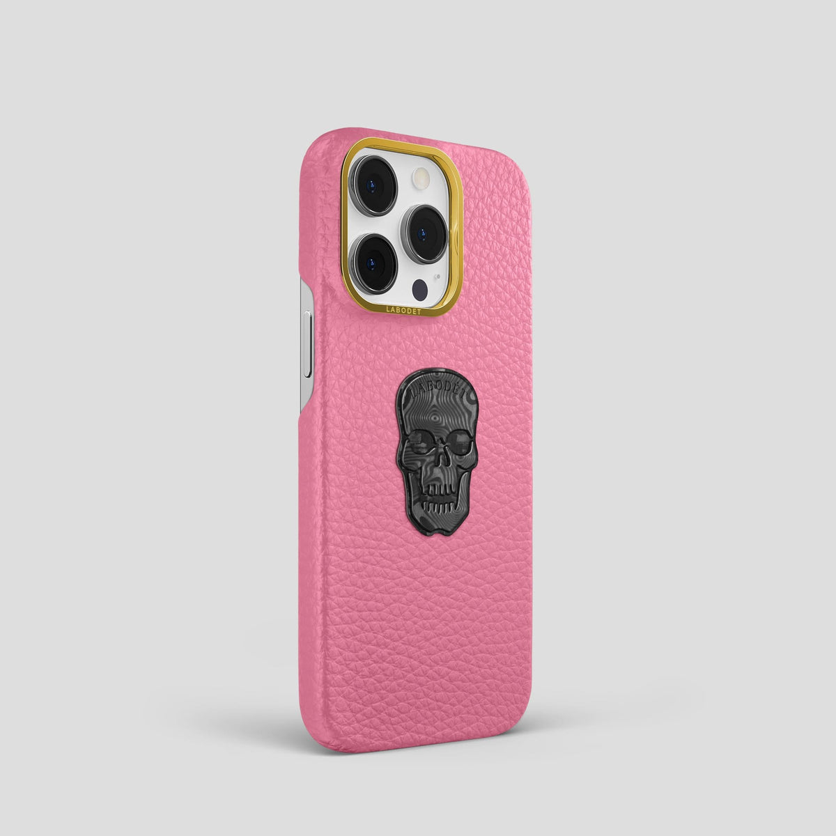 Pink iPhone 13 Pro Classic Case Calf with Gold Metal -2 | Pink-Gold
