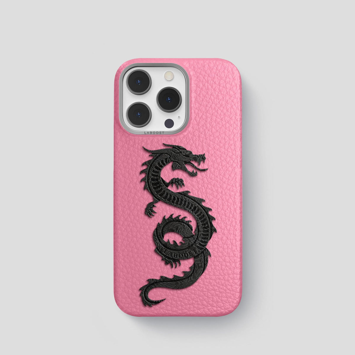 Pink iPhone 13 Pro Classic Case Calf with Steel Metal -1 | Pink-Steel