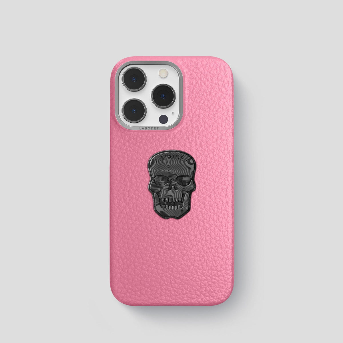 Pink iPhone 13 Pro Classic Case Calf with Steel Metal -1 | Pink-Steel