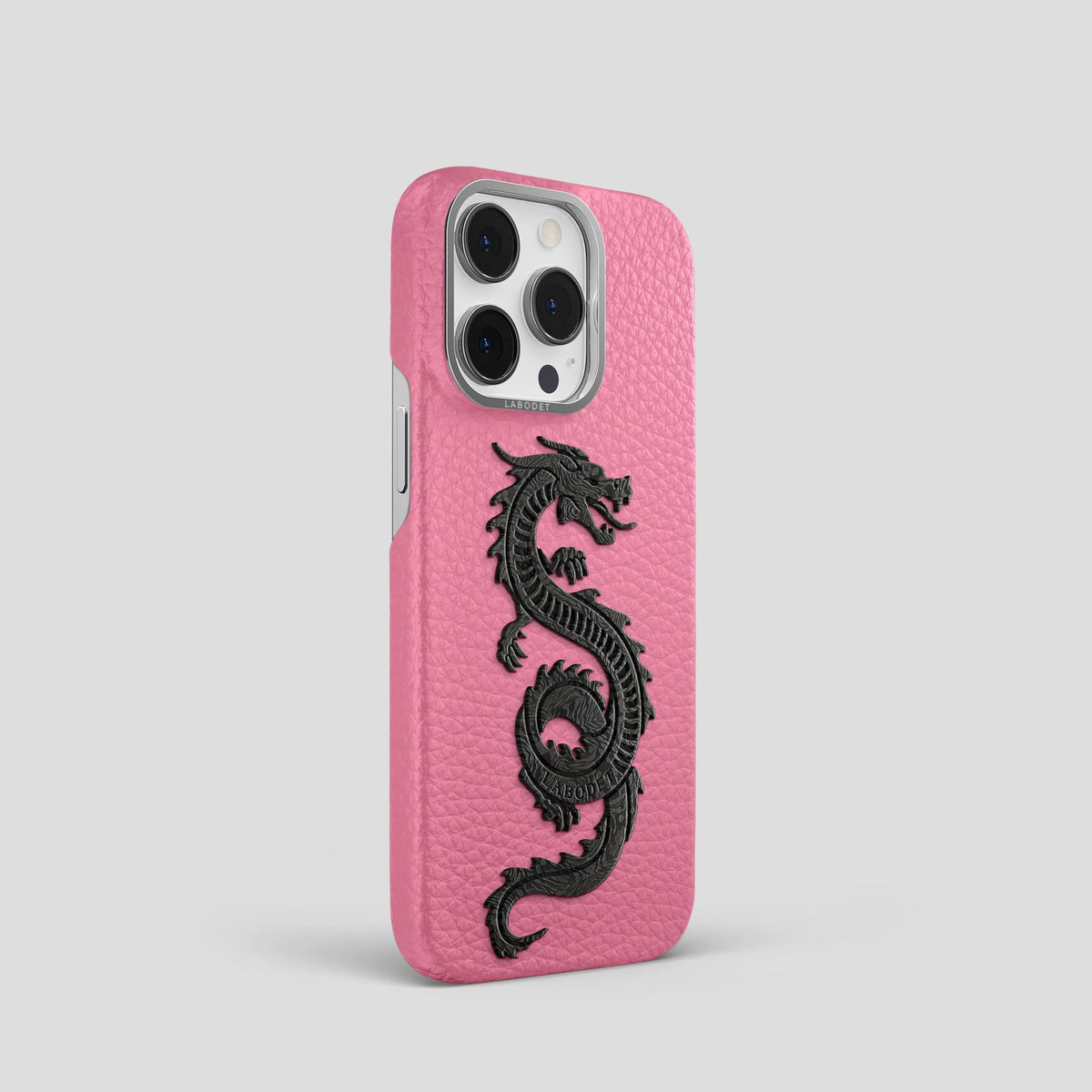 Pink iPhone 13 Pro Classic Case Calf with Steel Metal -2 | Pink-Steel