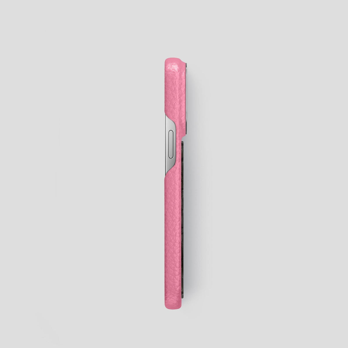 Pink iPhone 13 Pro Classic Case Calf with Steel Metal -3 | Pink-Steel