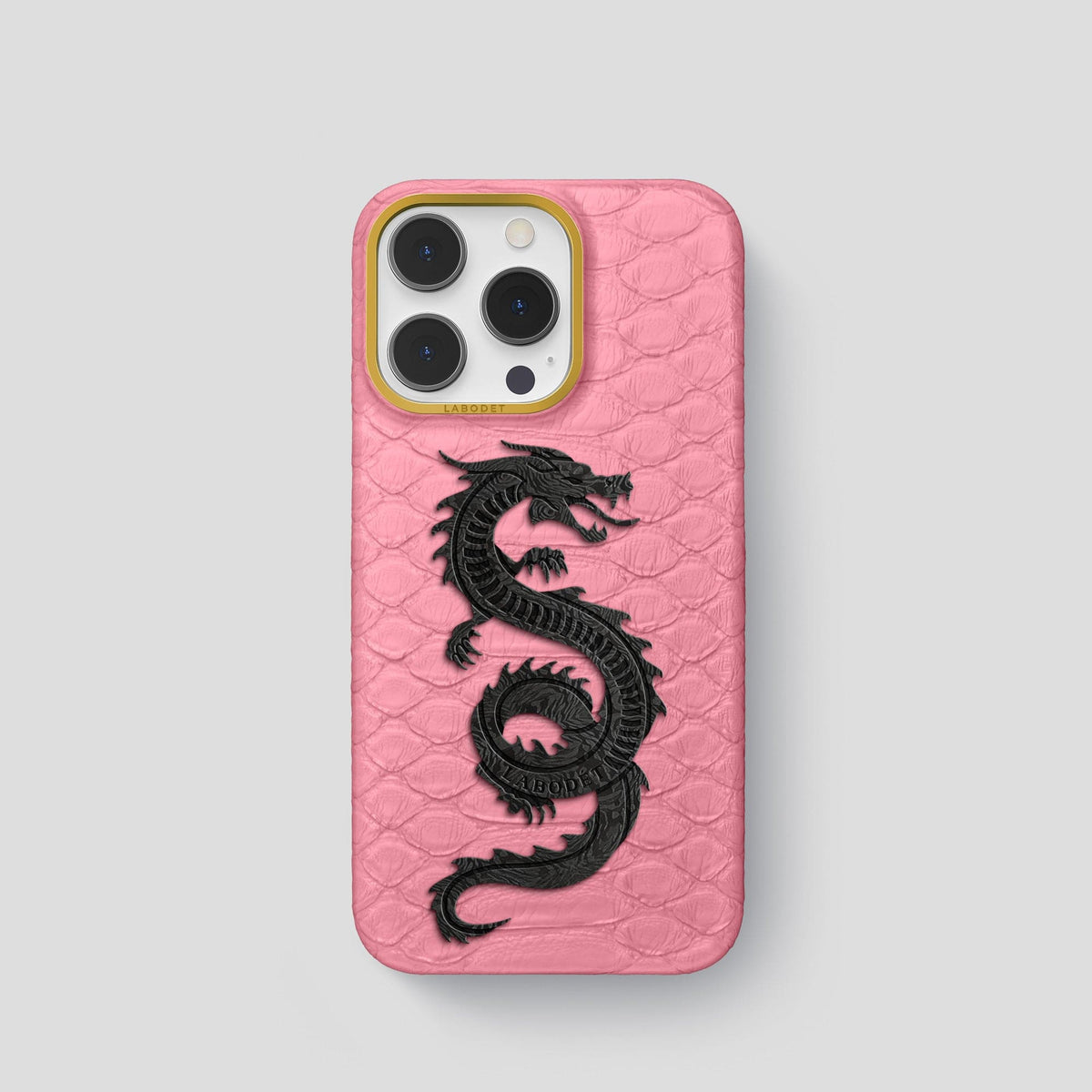 Pink iPhone 13 Pro Classic Case Python with Gold Metal -1 | Pink-Gold