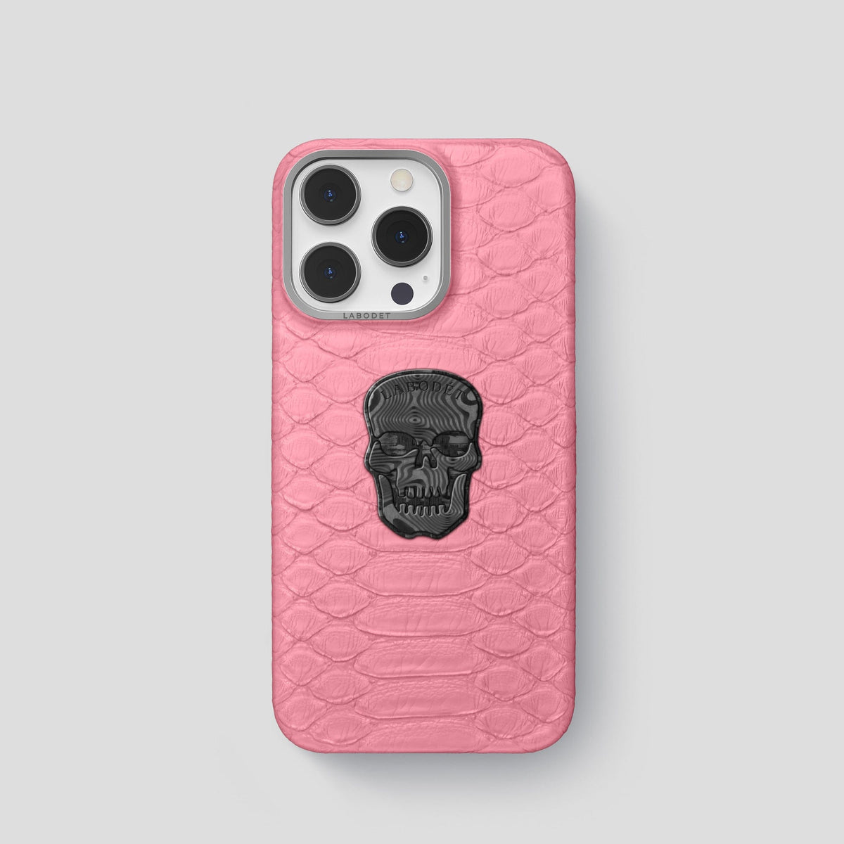 Pink iPhone 13 Pro Classic Case Python with Steel Metal -1 | Pink-Steel