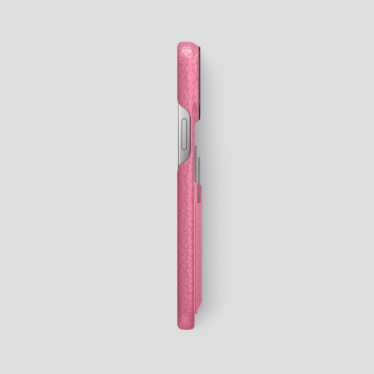 Pink iPhone 13 Pro Max Card Case Calf with Black Metal -3 | Pink-Black