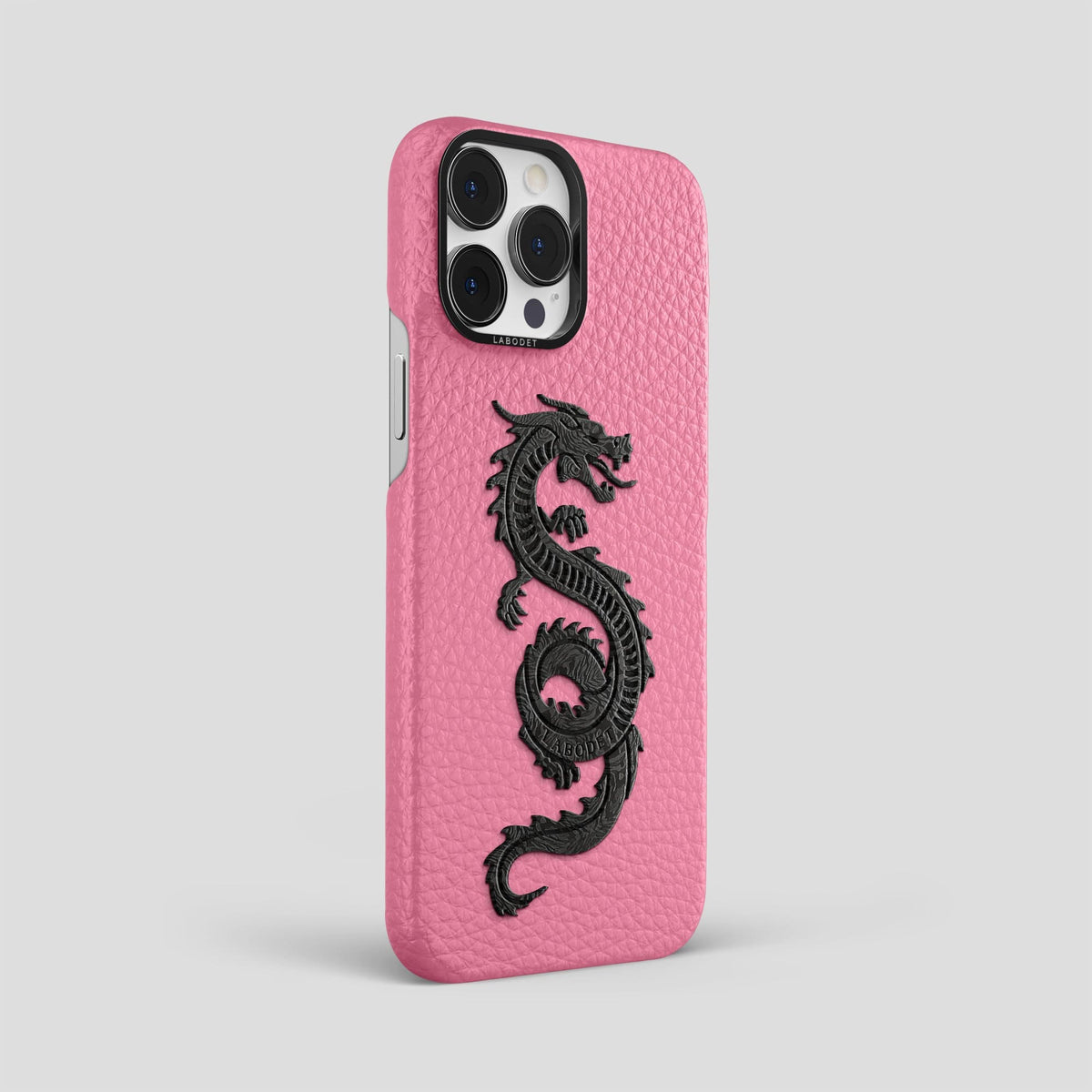 Pink iPhone 13 Pro Max Classic Case Calf with Black Metal -2 | Pink-Black