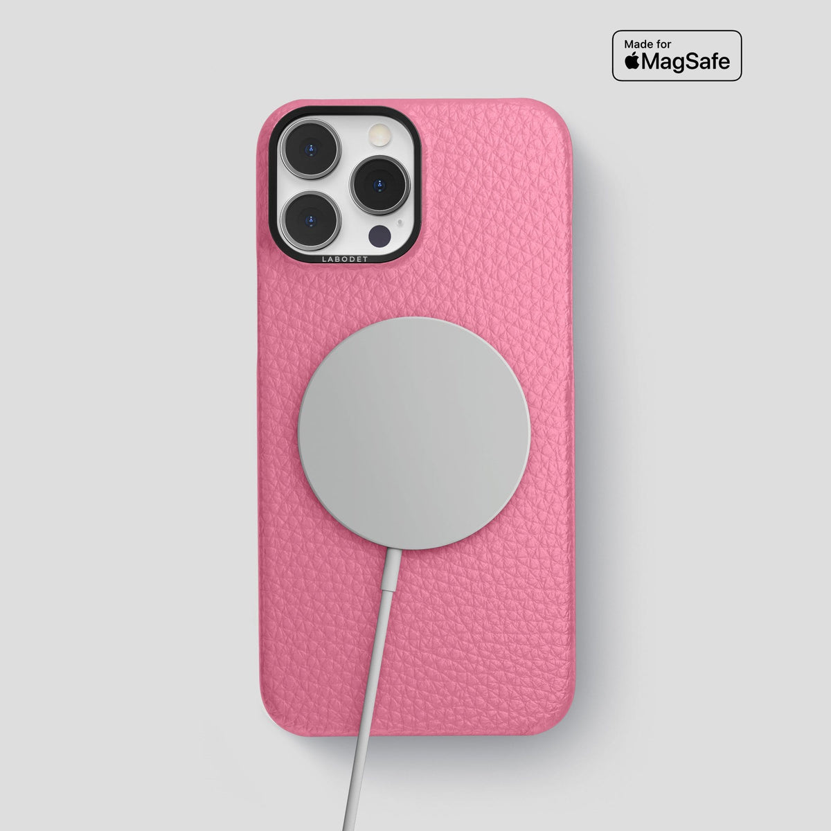 Pink iPhone 13 Pro Max Classic Case Calf with Black Metal -5 | Pink-Black