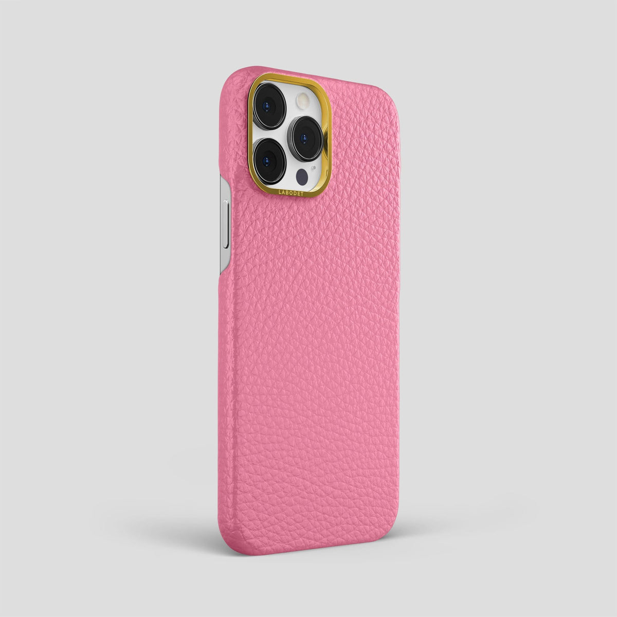 Pink iPhone 13 Pro Max Classic Case Calf with Gold Metal -2 | Pink-Gold