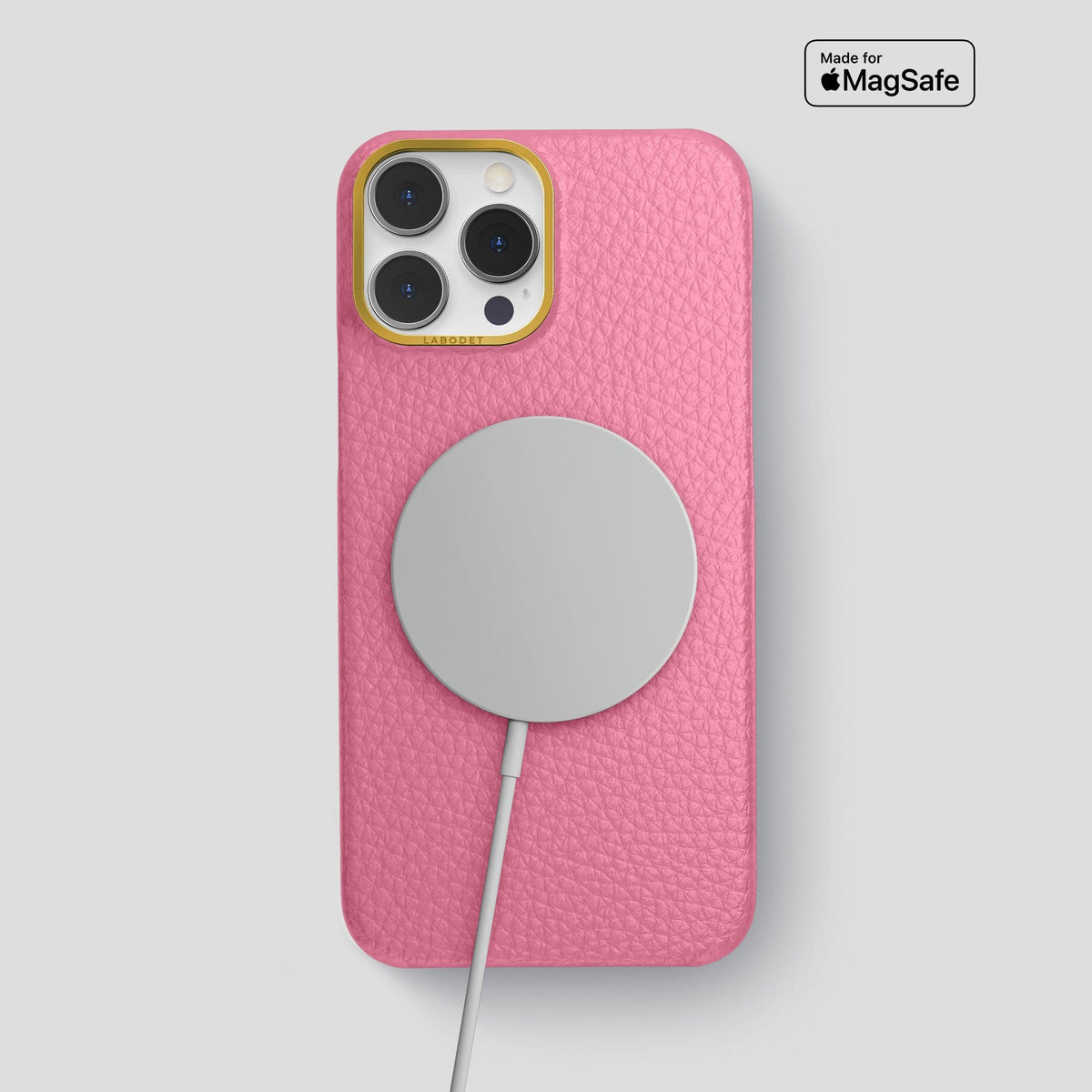 Pink iPhone 13 Pro Max Classic Case Calf with Gold Metal -5 | Pink-Gold