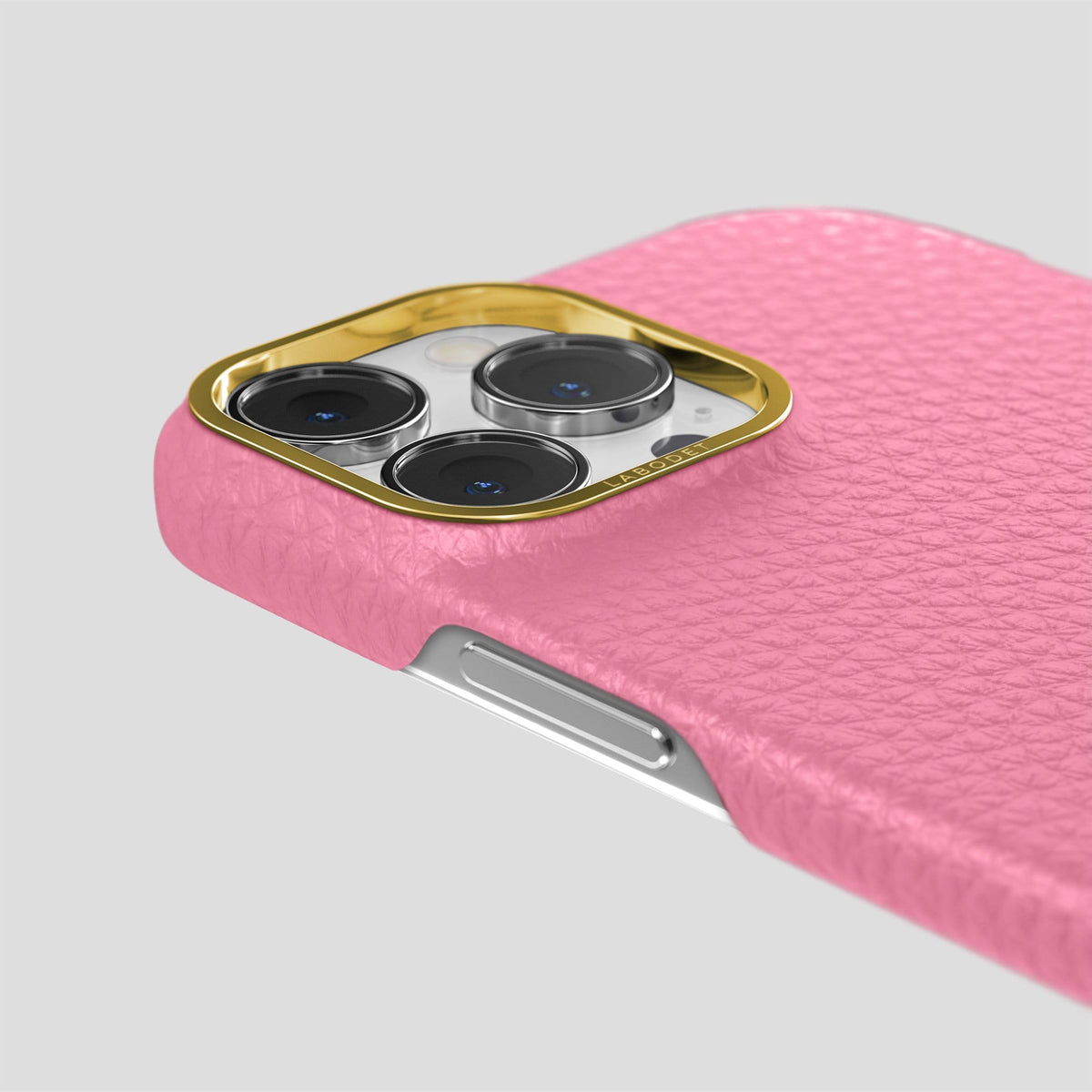 Pink iPhone 13 Pro Max Classic Case Calf with Gold Metal -6 | Pink-Gold