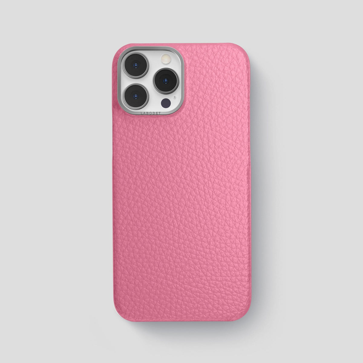 Pink iPhone 13 Pro Max Classic Case Calf with Steel Metal -1 | Pink-Steel
