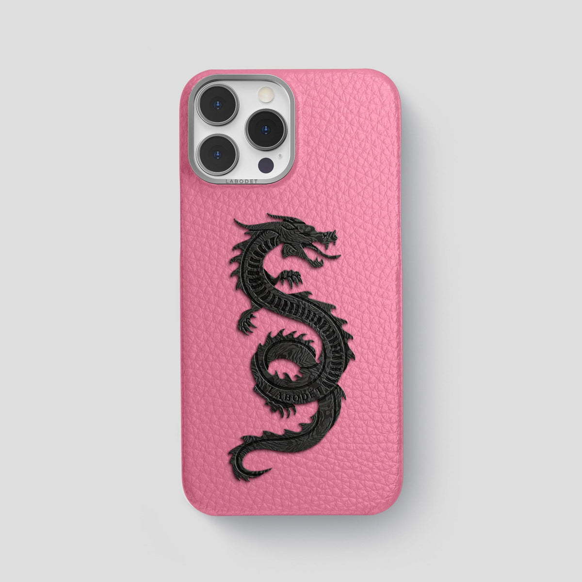 Pink iPhone 13 Pro Max Classic Case Calf with Steel Metal -1 | Pink-Steel