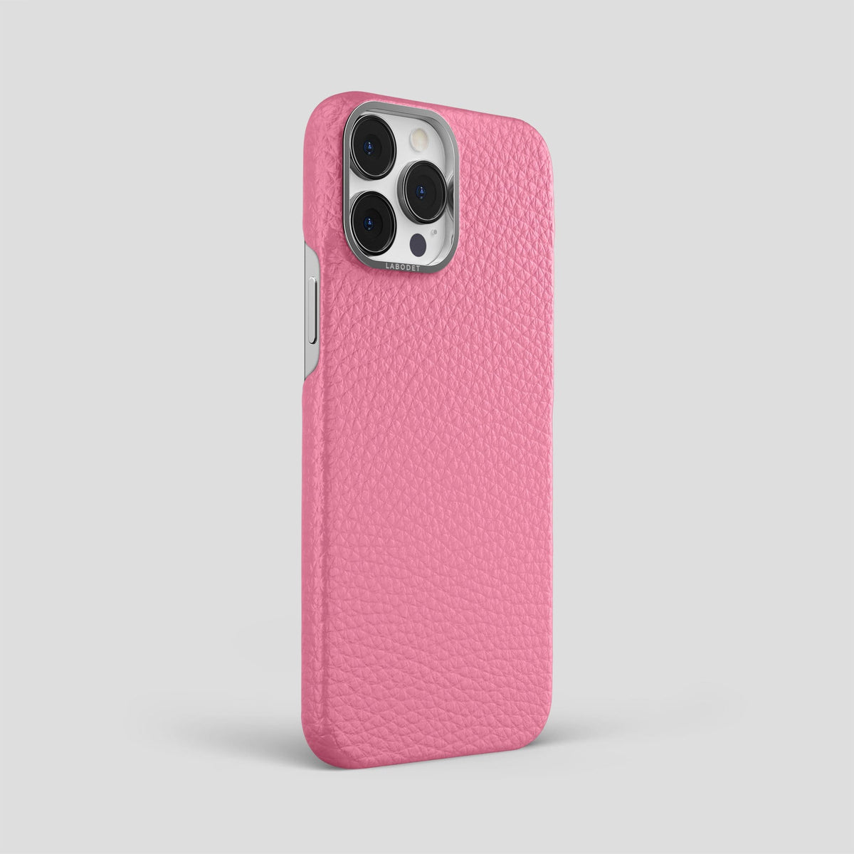 Pink iPhone 13 Pro Max Classic Case Calf with Steel Metal -2 | Pink-Steel