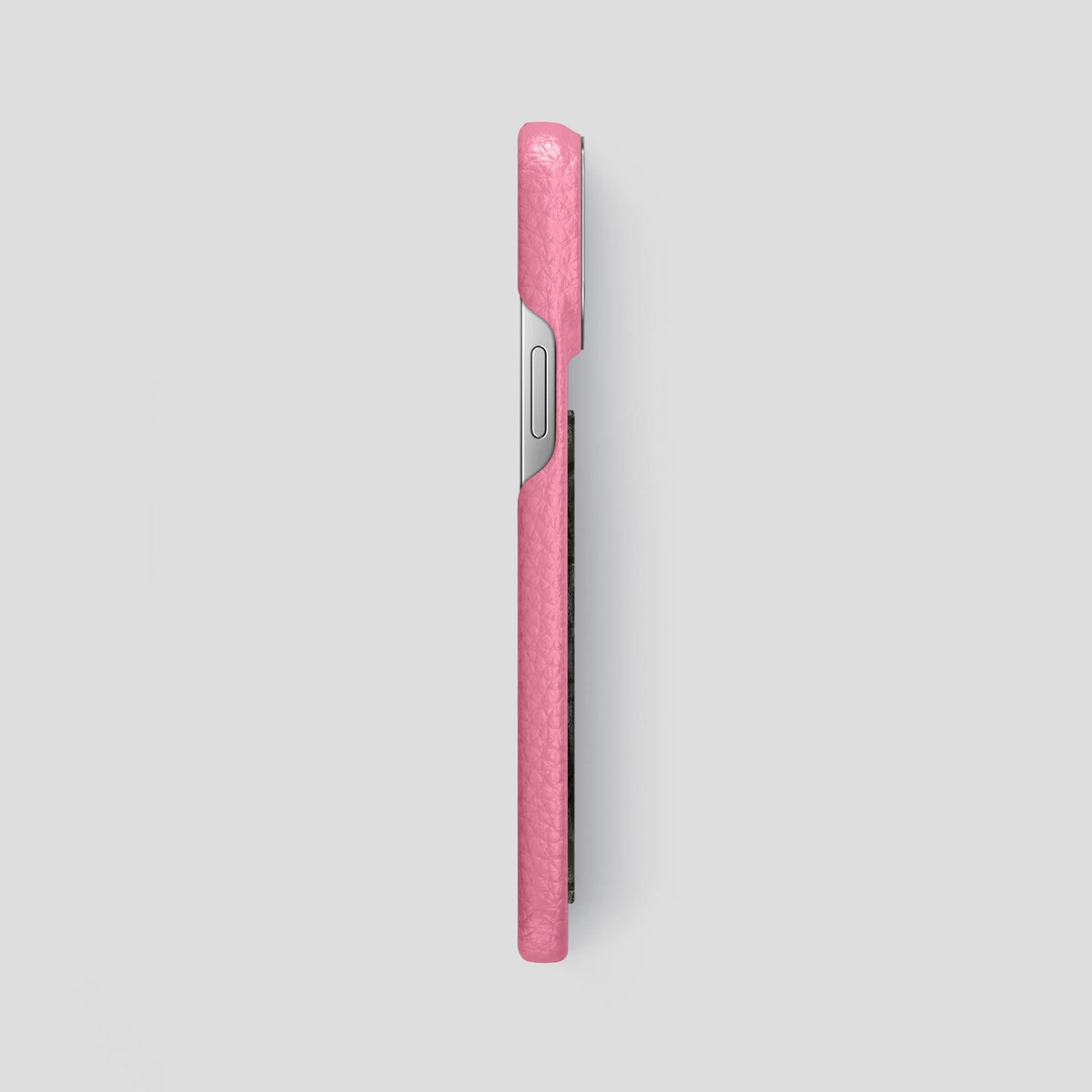 Pink iPhone 13 Pro Max Classic Case Calf with Steel Metal -3 | Pink-Steel