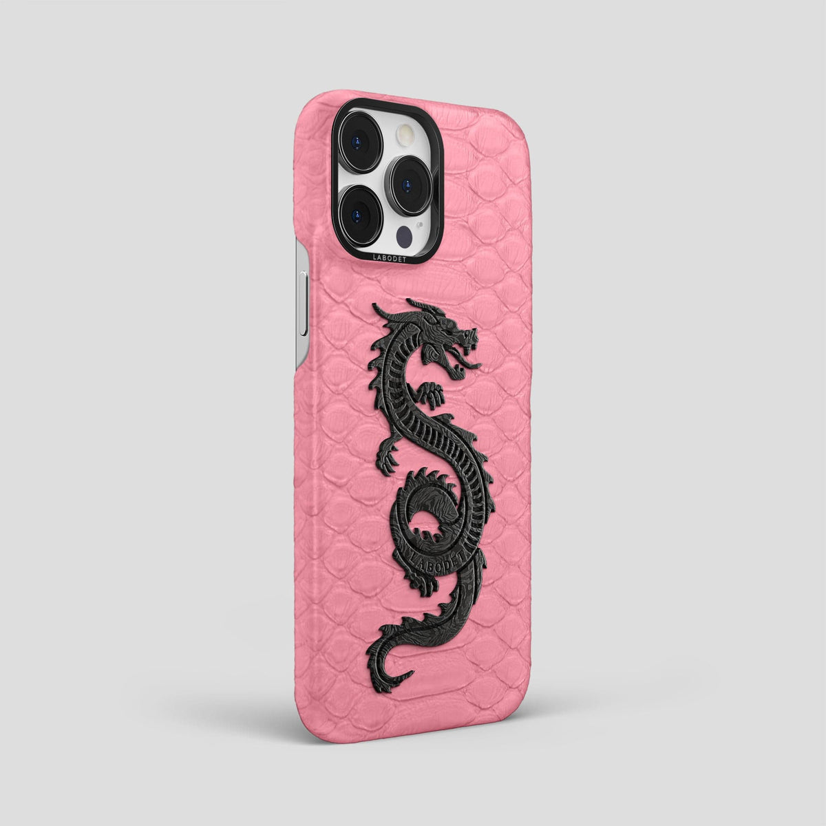 Pink iPhone 13 Pro Max Classic Case Python with Black Metal -2 | Pink-Black