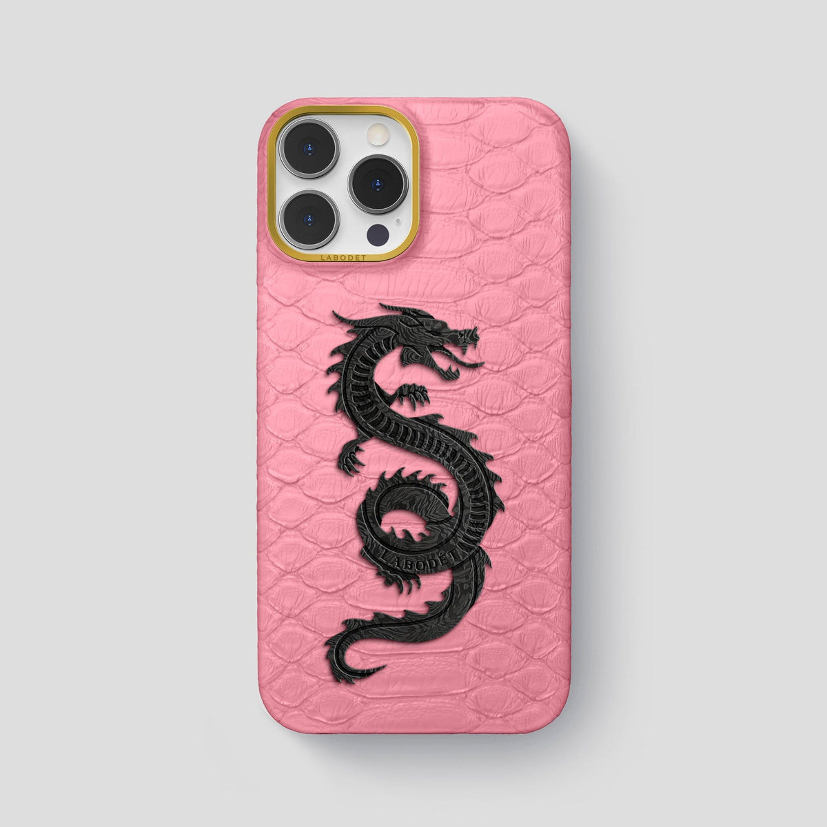 Pink iPhone 13 Pro Max Classic Case Python with Gold Metal -1 | Pink-Gold