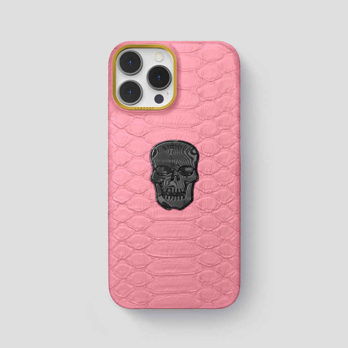Pink iPhone 13 Pro Max Classic Case Python with Gold Metal -1 | Pink-Gold