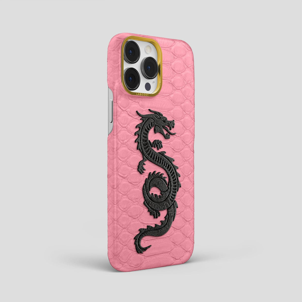 Pink iPhone 13 Pro Max Classic Case Python with Gold Metal -2 | Pink-Gold