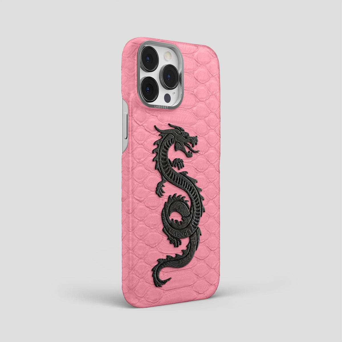 Pink iPhone 13 Pro Max Classic Case Python with Steel Metal -2 | Pink-Steel