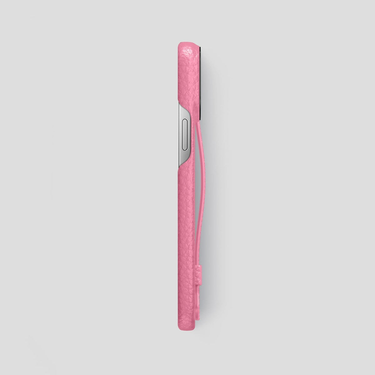 Pink iPhone 13 Pro Max Strap Case Calf with Black Metal -3 | Pink-Black