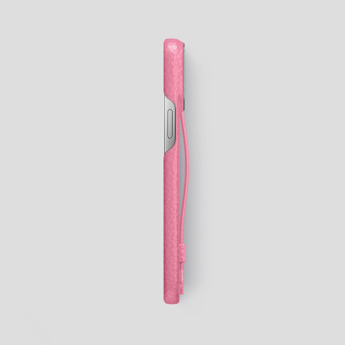 Pink iPhone 13 Pro Max Strap Case Calf with Steel Metal -3 | Pink-Steel